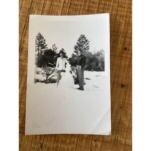 Vintage 1948 Palm Springs Road Trip Photo Eddie Choo Choo Snowman Snapshot 40s